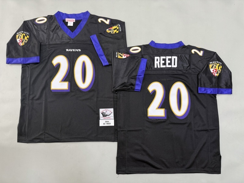 Men 2025 Baltimore Ravens #20 Reed black Throwback Limited NFL Jersey style 001